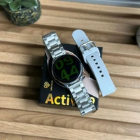 Active 2 Best Quality Smartwatch | 2.5D Curve HD Screen Full Touch Upto 1*2 days Battery Backup | Dual Strap - Silver