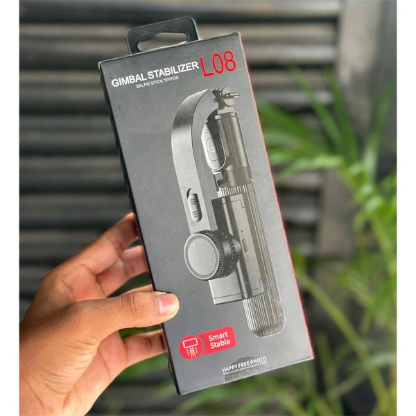 Q08 3-in-1 Gimbal Stabilizer with Selfie Stick & Tripod | Smart Anti-Shake, Bluetooth Control, 360° Rotation – Compatible with Android & iOS