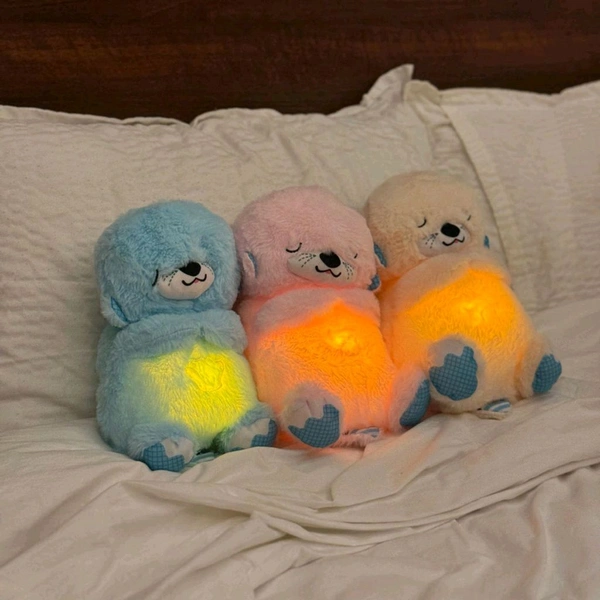 Portable Breathing Teddy Bear Soft Toy Plush Sound Machine, Baby Gift with Music, Lights & Breathing Motion Infant Toys for Newborns, Soft Breathing Stitch Teddy