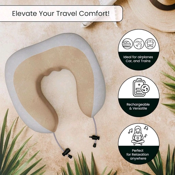 Blueidea Cordless Neck Massage Pillow | Rechargeable Vibrating U-Shaped Travel Pillow for Neck, Shoulder & Back Pain Relief | Soft Memory Foam with Adjustable Fit