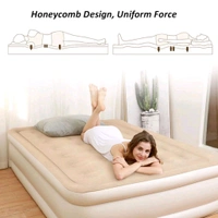 Portable Inflatable Bed Folding Lazy Bed Collapsible Three-layer Airbag Strong Pressure Resistance For Travel Or Home Use, Air Mattress Plush Top Surface Blow Up Bed for Home & Camping