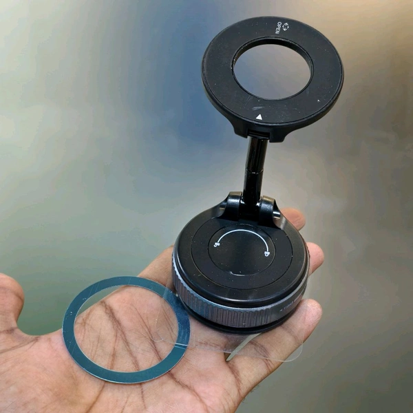 K007 Magnetic Phone Holder for Car Dashboard – Vacuum Suction Base, 360° Adjustable, One-Hand Operation, Strong Magnet Mount for All Smartphones