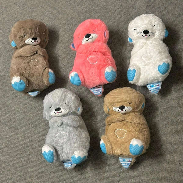 Portable Breathing Teddy Bear Soft Toy Plush Sound Machine, Baby Gift with Music, Lights & Breathing Motion Infant Toys for Newborns, Soft Breathing Stitch Teddy