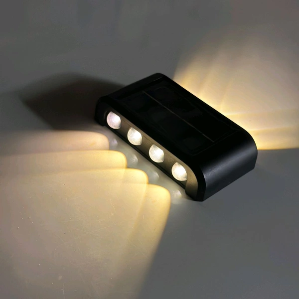 Wireless Solar Outdoor Lights Waterproof Up and Down Wall Lamp Dusk to Dawn Outdoor Lighting Aluminum Housing for Yard Deck Garden Garage Walkway Porch 4 Led (Set of 2)