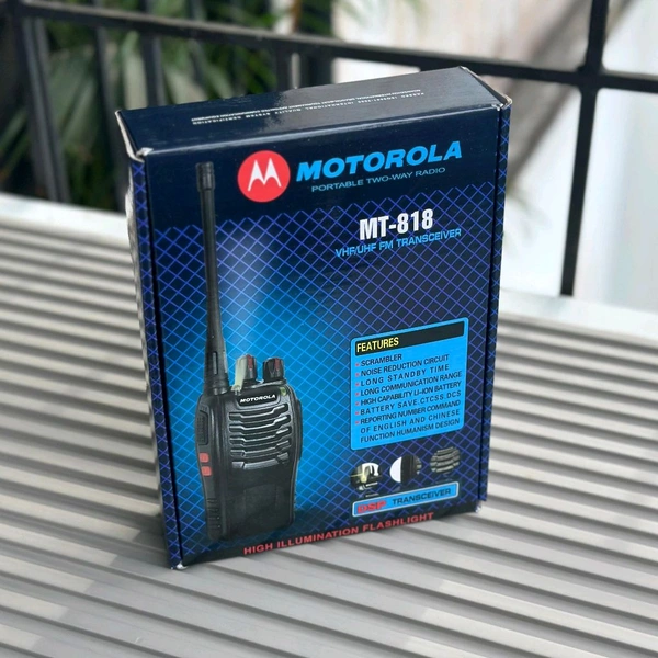 Motorola MT-818 VHF/UHF FM Walkie Talkie  | Long Range | Noise Reduction | Dual Pack with Accessories
