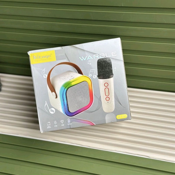 Hitage Portable Bluetooth Speaker with RGB Lights & Wireless Microphone – Dynamic Thunder Sound, Stereo Channel, Multi-Colour Modes