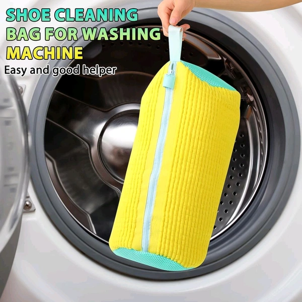 Shoe Washing Machine Bag with Microfiber Chenille Lining & Zipper Reusable Washable Scrubber Bag for Washing Machine or Manual Use 1 Pc