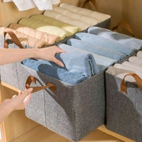Cloth storage baskets, closet storage bins, Canvas Fabric Storage Basket for shelves, basket organizers for shelf, storage bins for clothes - Pack Of 3
