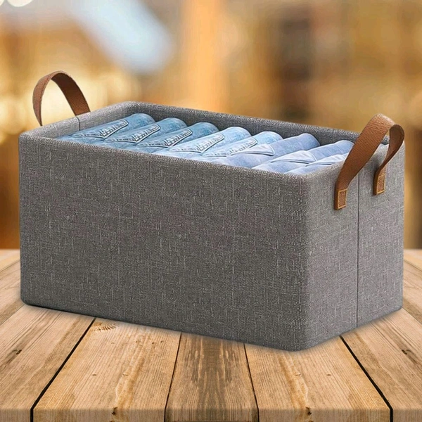 Cloth storage baskets, closet storage bins, Canvas Fabric Storage Basket for shelves, basket organizers for shelf, storage bins for clothes - Pack Of 3