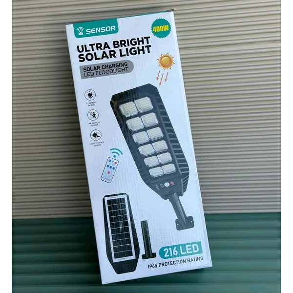 Ultra Bright 400W Solar LED Flood Light | 216 LEDs | Motion Sensor & Remote Control | Outdoor Waterproof IP65