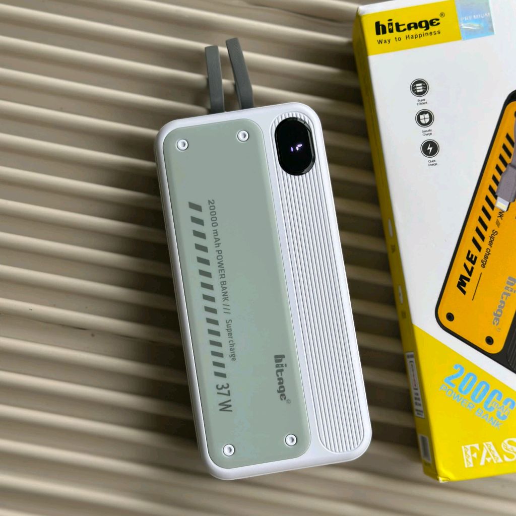 Hitage PB-93 20000mAh Power Bank | 37W Fast Charging | In-Built Cables