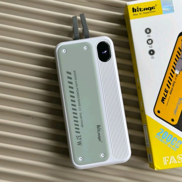 Hitage PB-93 20000mAh Power Bank | 37W Fast Charging | In-Built Cables