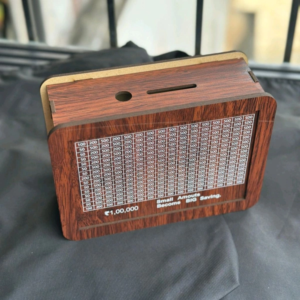 Wooden Money/Piggy Bank, Money Box, Coin Box with Carved Design for Kids/Children, Savings Challenge Box, Cash Vault Wooden Savings Box