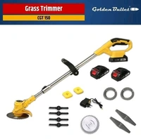 Golden Bullet CGT-150 Cordless Grass Trimmer | Heavy-Duty Weed Cutter | Multi-Blade Garden Trimmer Machine | Dual Battery