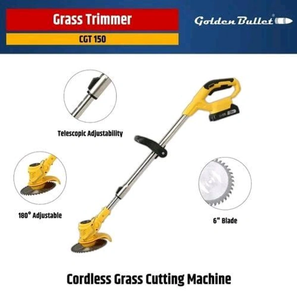 Golden Bullet CGT-150 Cordless Grass Trimmer | Heavy-Duty Weed Cutter | Multi-Blade Garden Trimmer Machine | Dual Battery