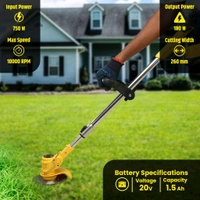 Golden Bullet CGT-150 Cordless Grass Trimmer | Heavy-Duty Weed Cutter | Multi-Blade Garden Trimmer Machine | Dual Battery