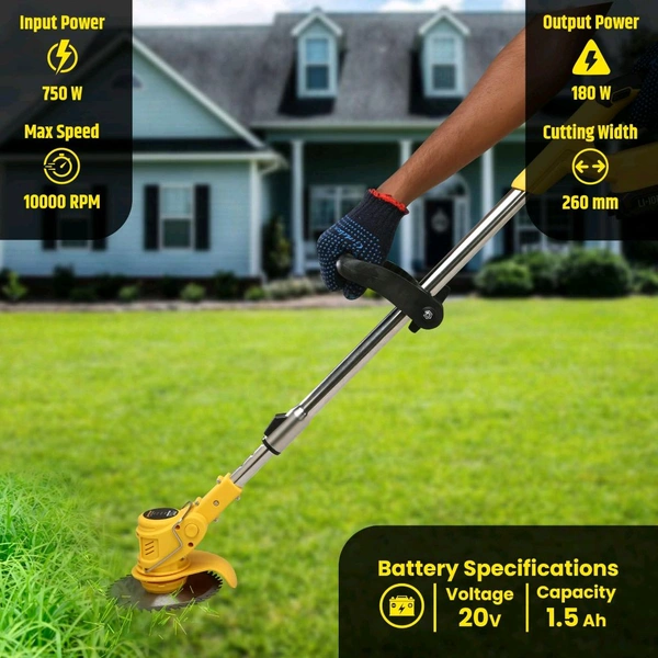 Golden Bullet CGT-150 Cordless Grass Trimmer | Heavy-Duty Weed Cutter | Multi-Blade Garden Trimmer Machine | Dual Battery