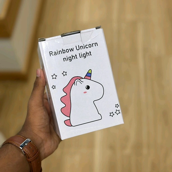 Smartwatch and Rainbow Unicorn Night Light Combo Set | Elegant Smart Watch with Pink Strap & Metal Chain + Soft Silicone Unicorn LED Night Lamp for Kids & Gifts