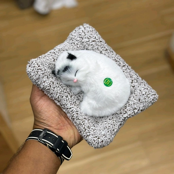 Sleeping Cat Car Dashboard Toy – Cute Plush Showpiece with Soft Faux Fur, Realistic Design & Perfect for Car, Home, Office, and Gifting