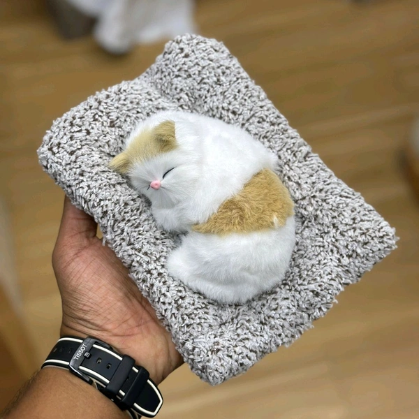 Sleeping Cat Car Dashboard Toy – Cute Plush Showpiece with Soft Faux Fur, Realistic Design & Perfect for Car, Home, Office, and Gifting