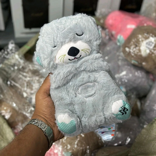 Portable Breathing Teddy Bear Soft Toy Plush Sound Machine, Baby Gift with Music, Lights & Breathing Motion Infant Toys for Newborns, Soft Breathing Stitch Teddy