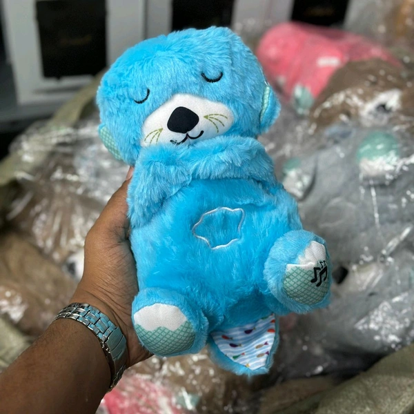 Portable Breathing Teddy Bear Soft Toy Plush Sound Machine, Baby Gift with Music, Lights & Breathing Motion Infant Toys for Newborns, Soft Breathing Stitch Teddy