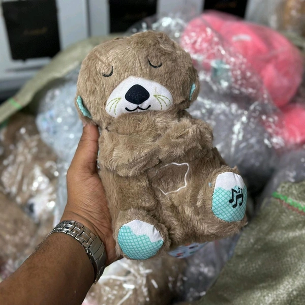 Portable Breathing Teddy Bear Soft Toy Plush Sound Machine, Baby Gift with Music, Lights & Breathing Motion Infant Toys for Newborns, Soft Breathing Stitch Teddy