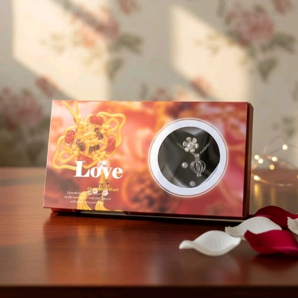 Love Pearl Wish Necklace Gift Set – Real Oyster with Hidden Pearl, Heart Pendant Chain, Romantic Surprise Jewelry for Women, Girls & Couples
