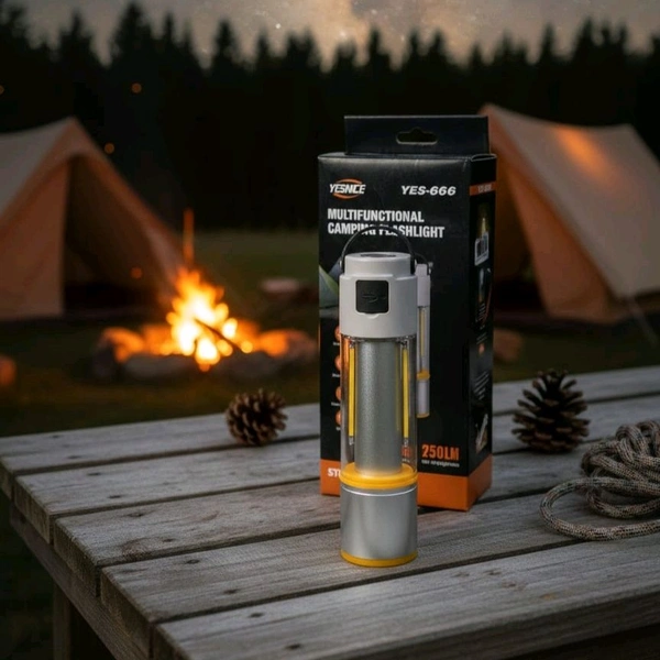 Yesnice YES-666 Multifunctional Camping Flashlight - Rechargeable LED Emergency Flashlight – Bright Flash Light with Magnetic Base, Zoomable Torch Light for Long Distance