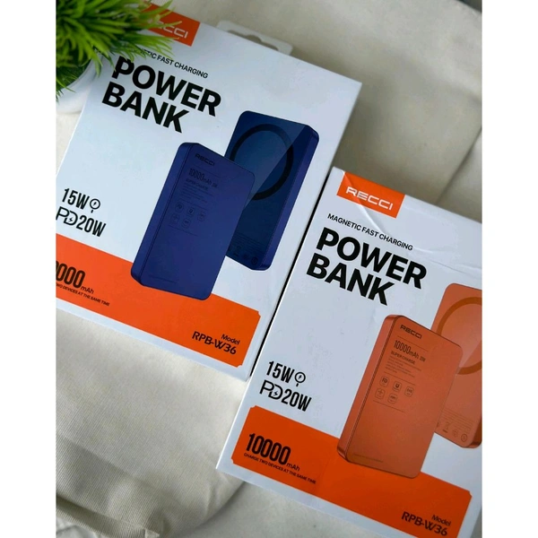 RECCI 10000mAh Magnetic Fast Charging Power Bank (RPB-W36) | 15W Wireless | 20W PD Type-C | Slim Metal Body