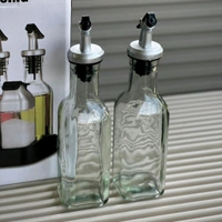 5 Piece Glass Oil Dispenser & Spice Jar Set with Anti-Dust Spout | Salad Dressing Bottle Set with Stand | Kitchen Oil & Vinegar Bottle Combo
