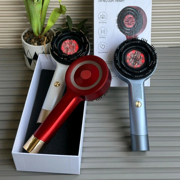 Electric Scalp Massage Comb – With Vibration & LED Therapy (Pack Of 1) - Gray