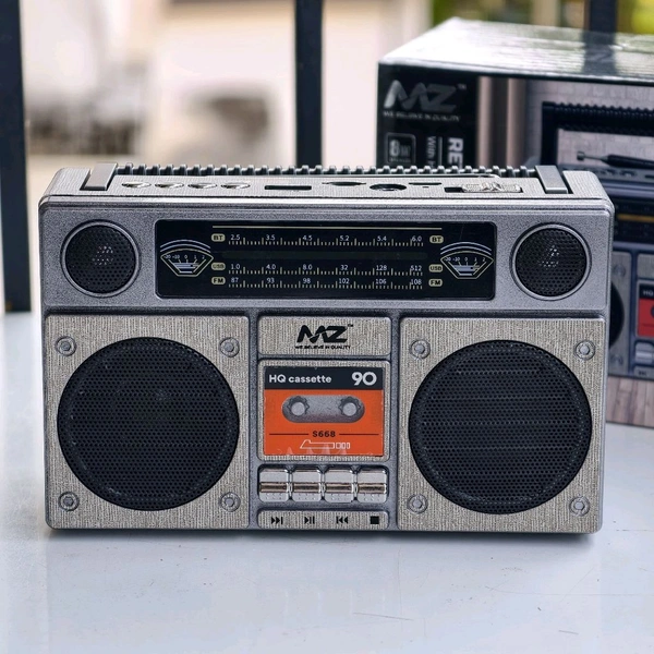 Retro Cassette Style Bluetooth Speaker S668 – Vintage Boombox Design Wireless Speaker with FM, USB, TF Card & AUX