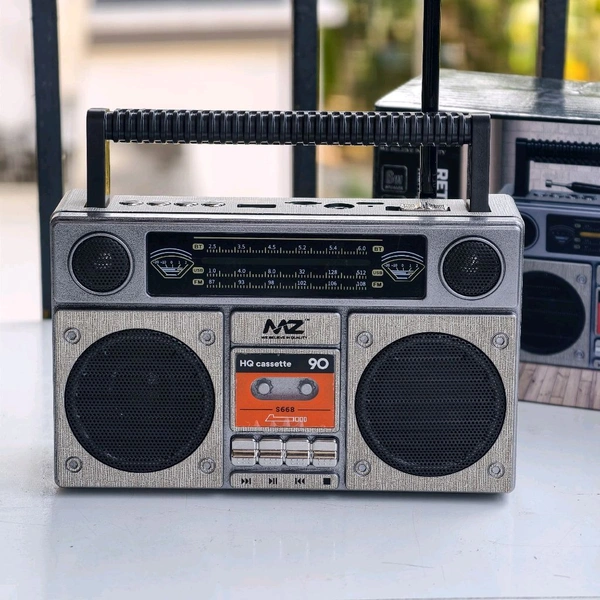 Retro Cassette Style Bluetooth Speaker S668 – Vintage Boombox Design Wireless Speaker with FM, USB, TF Card & AUX