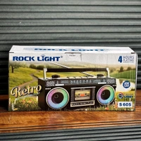 Rock Light Retro Wireless Speaker with FM Radio, RGB Lights & USB/TF Support – Portable Vintage Music Player with Rechargeable Battery