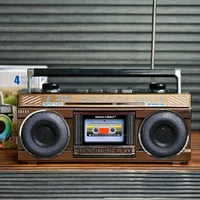 Rock Light Retro Wireless Speaker with FM Radio, RGB Lights & USB/TF Support – Portable Vintage Music Player with Rechargeable Battery