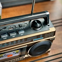 Rock Light Retro Wireless Speaker with FM Radio, RGB Lights & USB/TF Support – Portable Vintage Music Player with Rechargeable Battery
