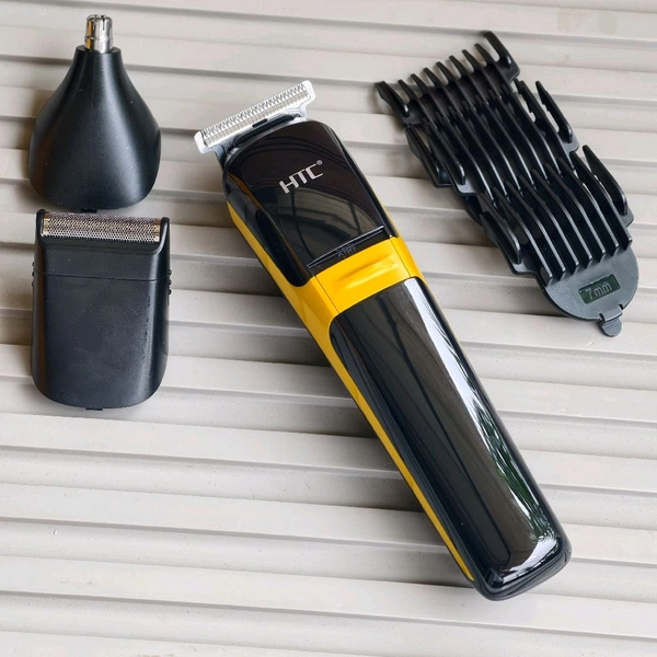 HTC 3 in 1 Rechargeable Men’s Grooming Kit AT-1322 – Hair Trimmer, Foil Shaver & Nose/Ear Trimmer Machine for Beard, Hair & Face Grooming