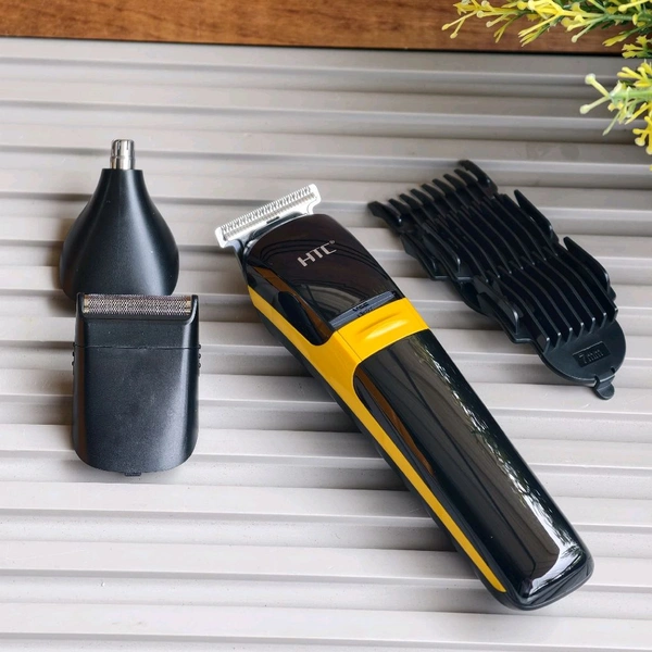 HTC 3 in 1 Rechargeable Men’s Grooming Kit AT-1322 – Hair Trimmer, Foil Shaver & Nose/Ear Trimmer Machine for Beard, Hair & Face Grooming