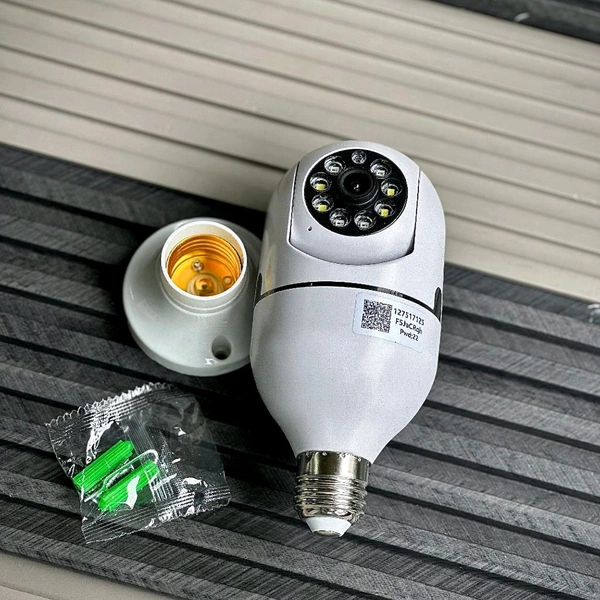 WiFi Smart Bulb Security Camera, 360° Wireless CCTV Camera with HD Video, Motion Detection, Night Vision & Remote Viewing for Home Security