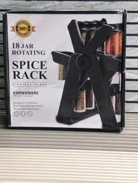 18-Jar Rotating Spice Rack Organizer with Glass Jars & Airtight Lids