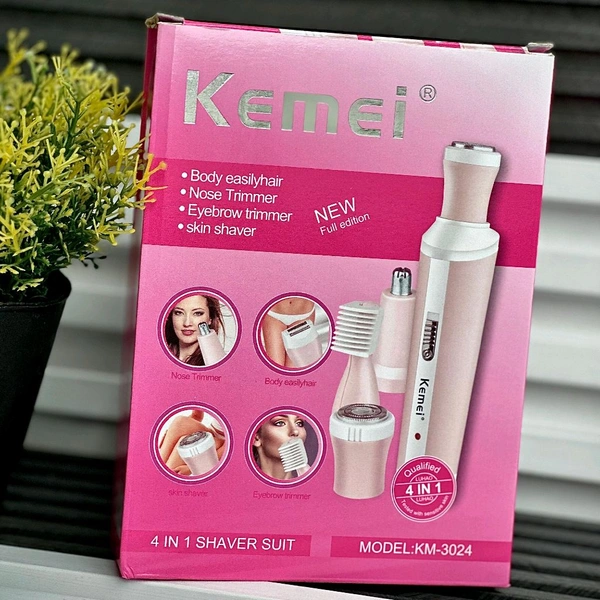 Kemei 4 In 1 Rechargeable Women's Grooming & Hair Removal Trimmer Kit with USB Charging