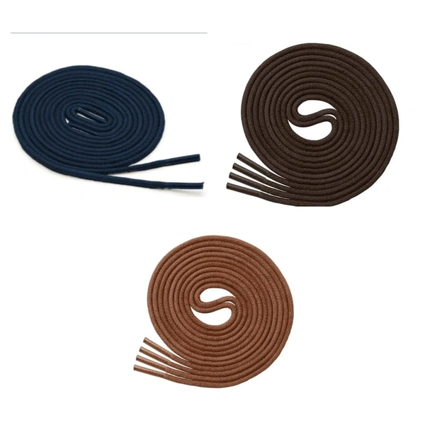 GRAH SANGRAH® (3 Pair) 1 Pair Per Color Waxed Cotton Dress Round Shoelaces For Formal Shoes/Leather Shoe/Boots