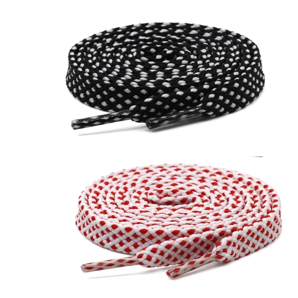 GRAH SANGRAH® 2 Pair (1 Pair Per Single Color) Flat Unisex Shoelaces For Casual, Running Sports Shoes Double Color Twill