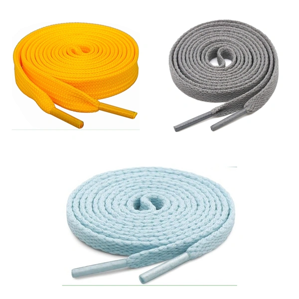 GRAH SANGRAH® 3 Pair (1 Pair Per Single Color) Flat Shoe Lace For Running, Sport Or Gym Shoelace