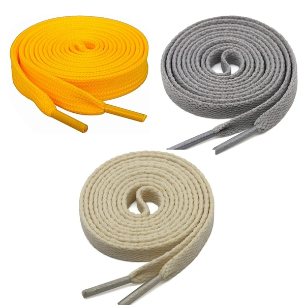 GRAH SANGRAH® 3 Pair (1 Pair Per Single Color) Flat Shoe Lace For Running, Sport Or Gym Shoelace