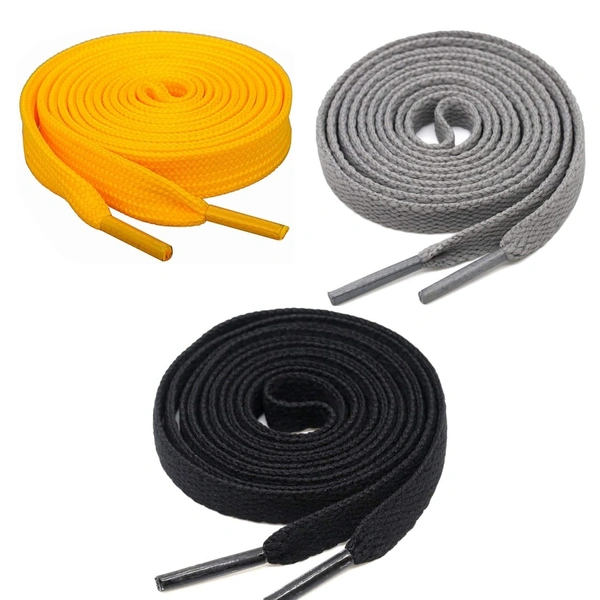 GRAH SANGRAH® 3 Pair (1 Pair Per Single Color) Flat Shoe Lace For Running, Sport Or Gym Shoelace