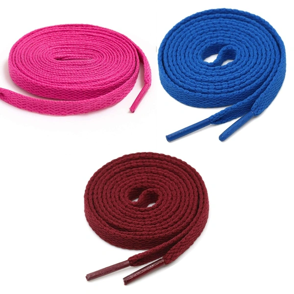GRAH SANGRAH® 3 Pair (1 Pair Per Single Color) Flat Shoe Lace For Running, Sport Or Gym Shoelace