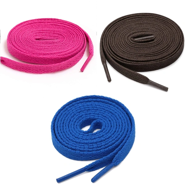 GRAH SANGRAH® 3 Pair (1 Pair Per Single Color) Flat Shoe Lace For Running, Sport Or Gym Shoelace