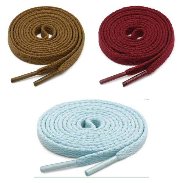GRAH SANGRAH® 3 Pair (1 Pair Per Single Color) Flat Shoe Lace For Running, Sport Or Gym Shoelace